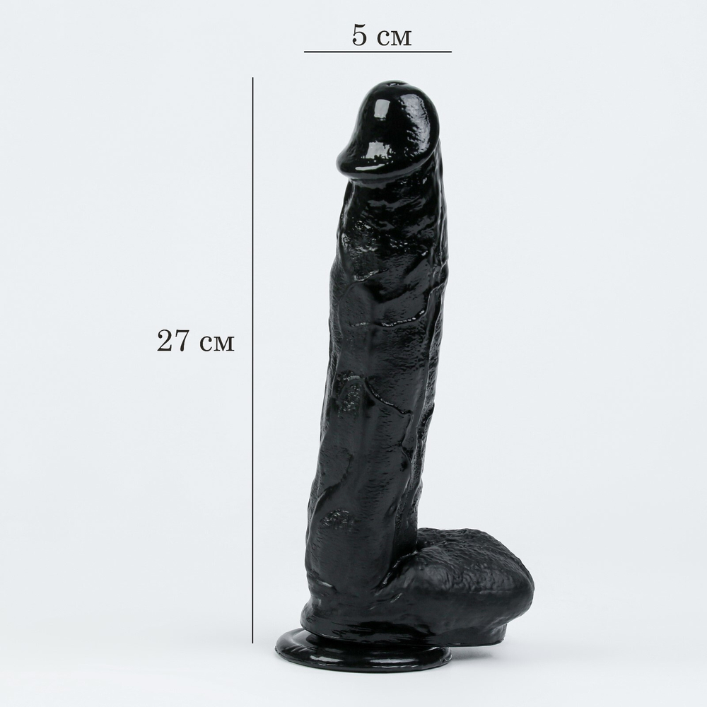 Фаллоимитатор реалистичный, на присоске, PVC, 29×5 см, черный