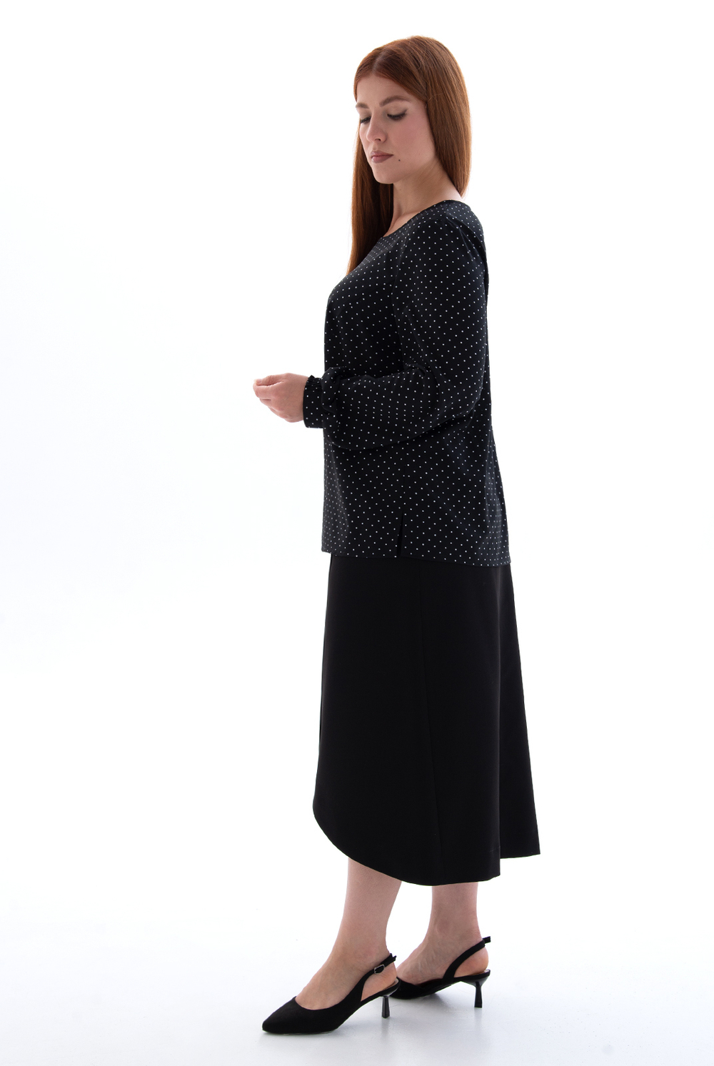 Блузка женская 4655з, бел мелк горох #84БМГ094655з