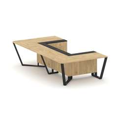 Steel Meet Стол переговорный П-образный KMK-PR.B.SP-07P Тиквуд Светлый/Графит Глянец/Металл Черный 1