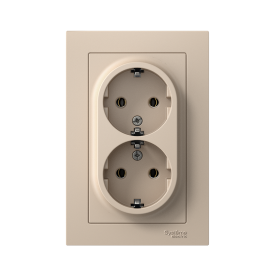 Розетка 2-м. AtlasDesign 16А с заземл. в сборе песочн. SE ATN001224