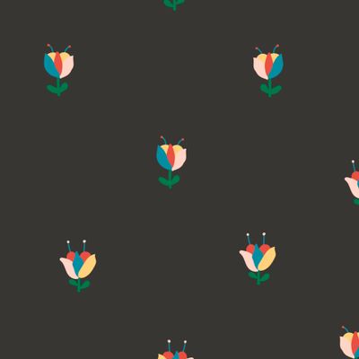 Простые декоративные цветочки на темно-сером