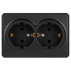 Розетка ЭРА Эксперт 11-2205-05 двойная с заземлением 2х2P+E Schuko IP20 16A-250В ОУ антрацит