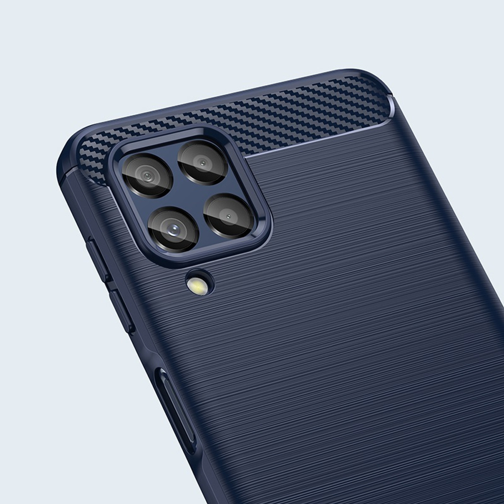 Мягкий чехол синего цвета в стиле карбон для Samsung Galaxy M53 5G, серия Carbon от Caseport