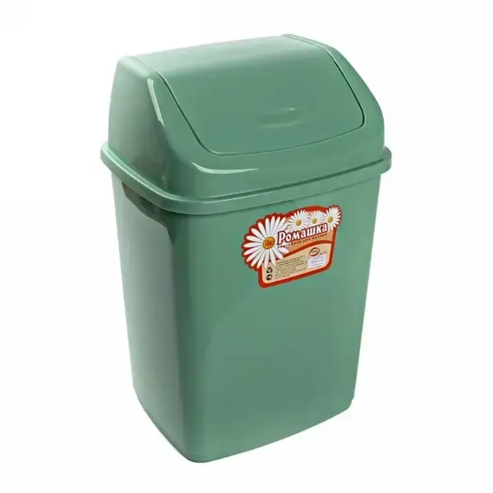Ведро для мусора»Ромашка»18л с перекидным верхом (Эльфпласт) (Р)