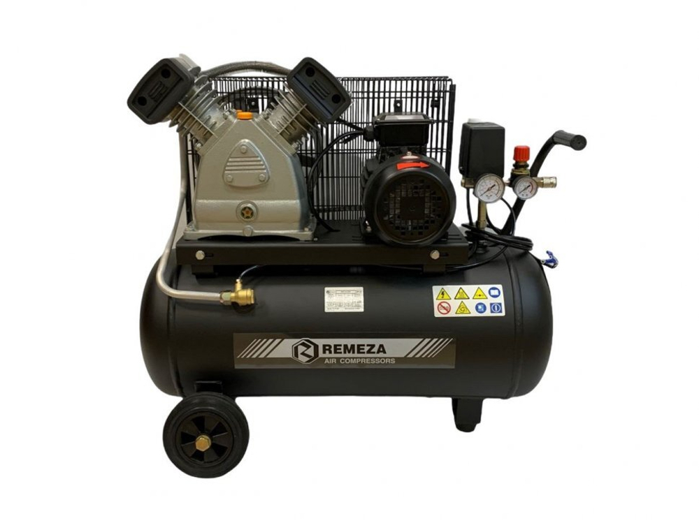 Компрессор поршневой 50.LB30A REMEZA (Белоруссия): 420 л/мин., 10 бар, ресивер 50 л., 2,2 кВт, 220В, габариты без упак. 850х450х770 мм, 88 кг.