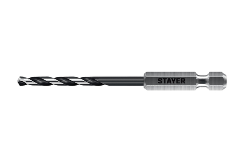 STAYER НЕХ-1/4″, d 4.0 х 98 мм, сверло по металлу для винтовёртов и шуруповертов IMPACT READY (29603-4)