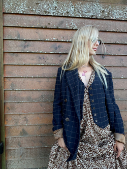 Жакет двубортный из темно-синей шерсти •ШКОЛА•