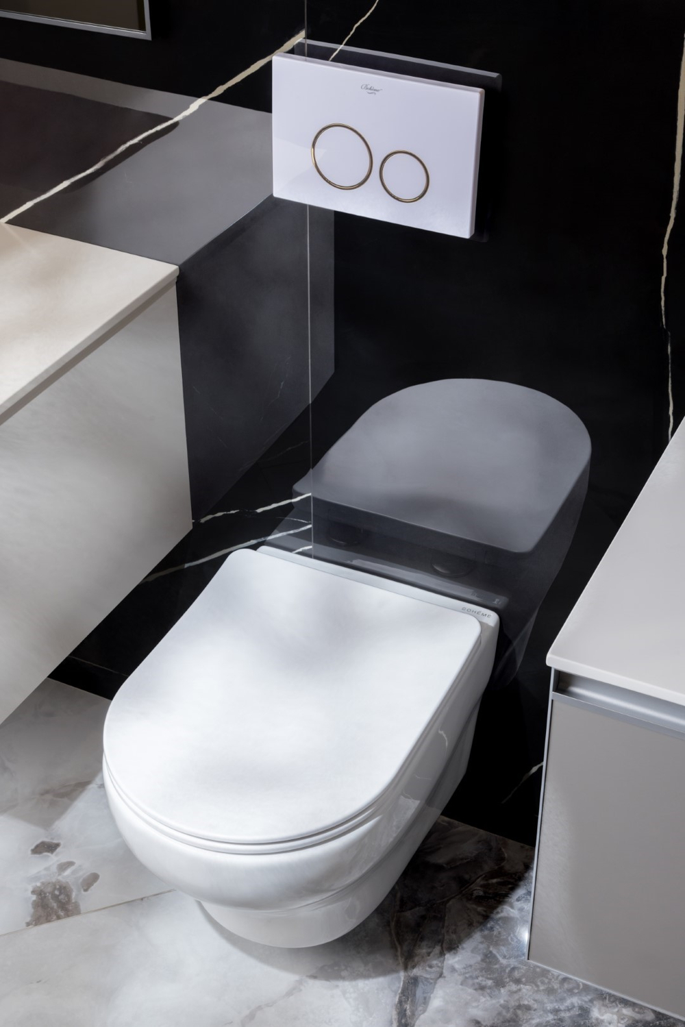 Унитаз подвесной FIORE Белый глянец c крышкой, функция Торнадо