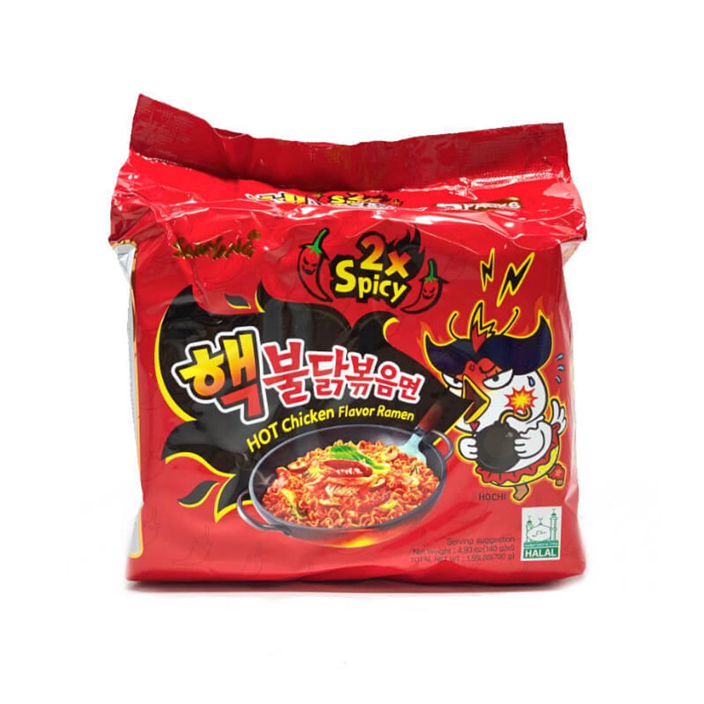 Лапша быстрого приготовления очень острая со вкусом курицы Samyang Hot Chicken Flavor Ramen 2xSpicy 140 г 5 шт