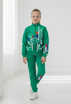 Mint Sports Team Suit with Geometric Pattern