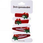 Аксессуары для волос детские 4шт. «Сказка - Ёлочки», цвет красный, 2 резинки 3 см. и 2 зажима 5см.