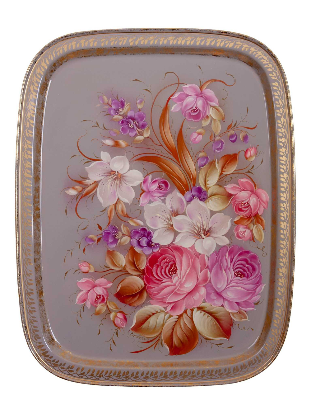 Zhostovo metal tray A19D06112431
