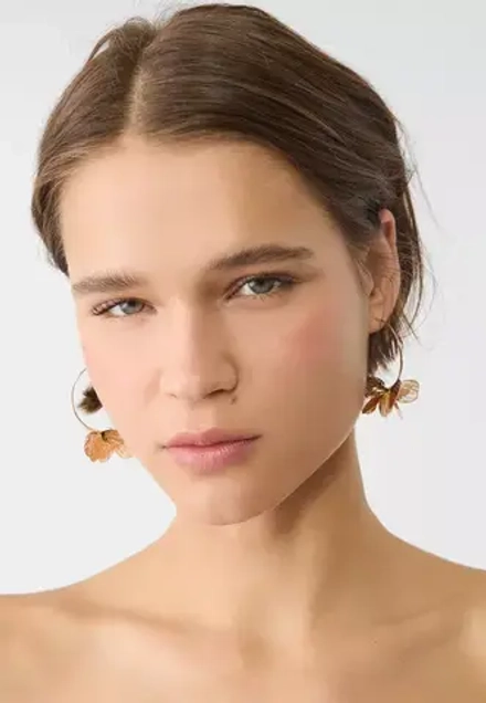 STRADIVARIUS Серьги-кольца с цветами, золотой