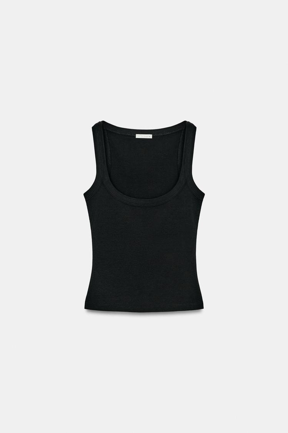 ZARA ХЛОПКОВАЯ ФУТБОЛКА БЕЗ РУКАВОВ, ЧЕРНЫЙ