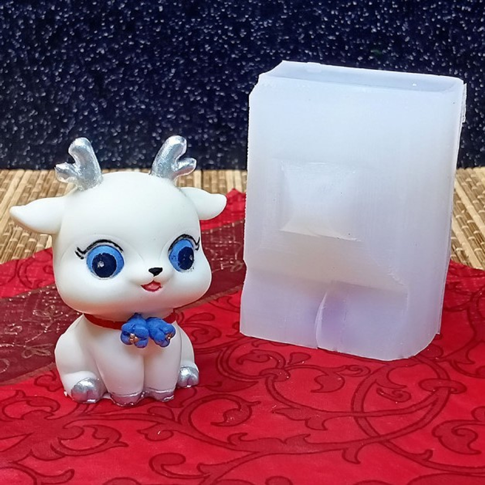 Молд 3D Оленёнок с колокольчиком №881, 5*4,3*6 см