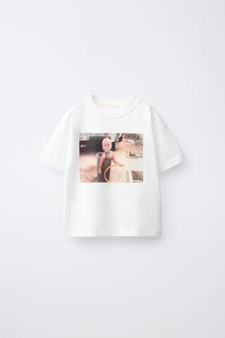 ZARA X PUKAS ФУТБОЛКА С ФОТОГРАФИЕЙ PUKAS SURF, БЕЛЫЙ