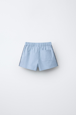 ZARA ШОРТЫ ИЗ ВЫСОКОТЕХНОЛОГИЧНОЙ ТКАНИ С КОНТРАСТНЫМ ЦВЕТОЧНЫМ ПРИНТОМ, ГОЛУБОЙ