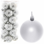 Новогодние шары 7 см (набор 24 шт) «Глянец», серебро