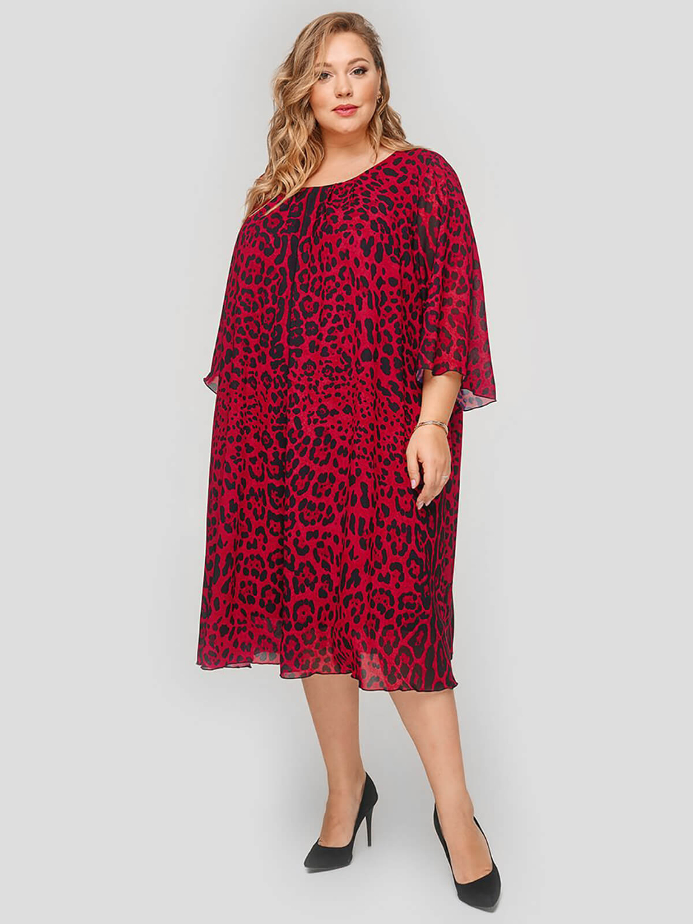 Платье шифоновое Красный леопард
