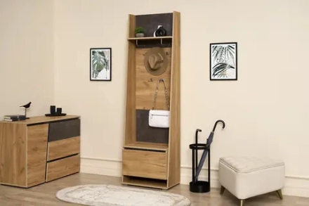 Прихожая Соренто с вешалками дуб крафт / бетон темный