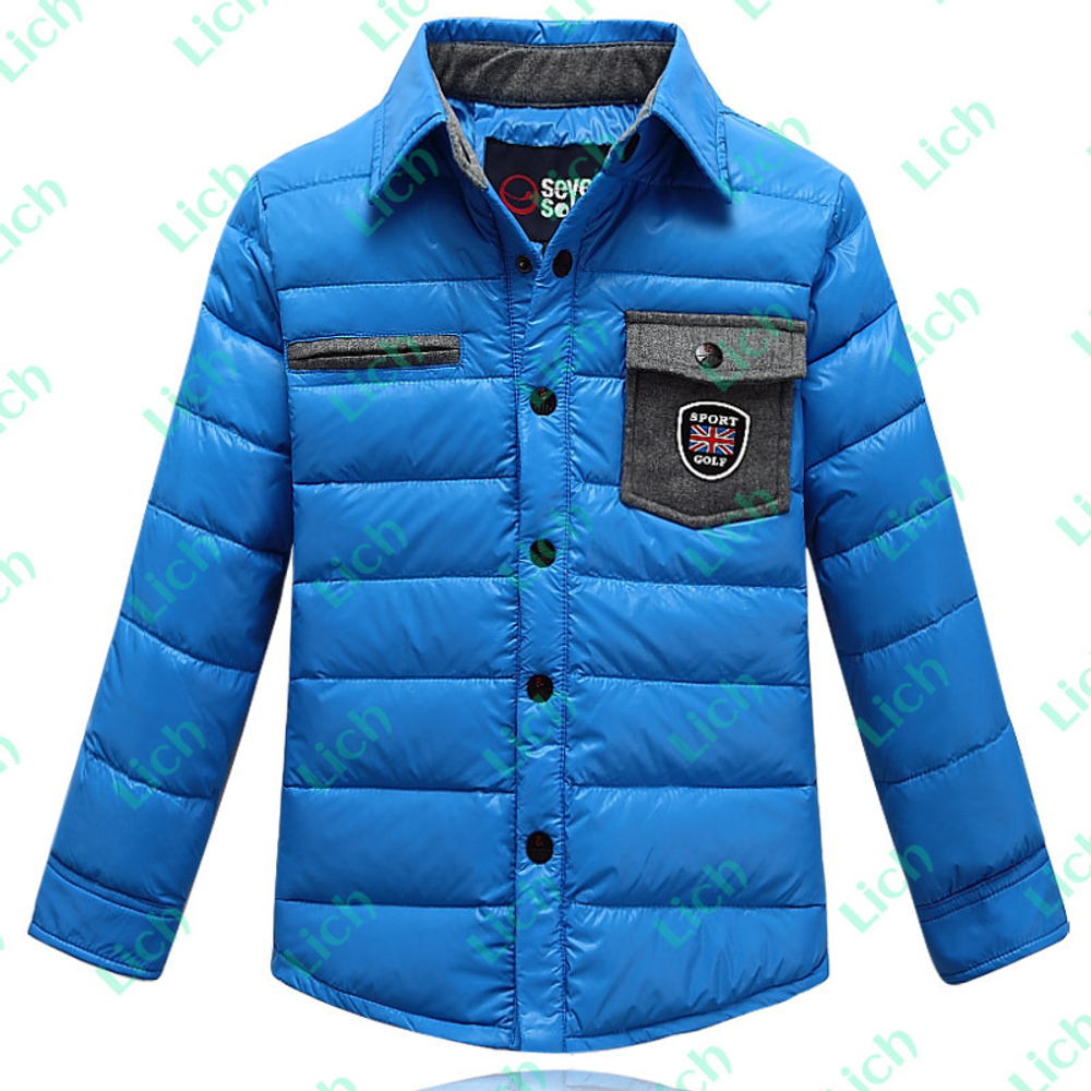 Куртка на пуху детская с рубашечным воротником