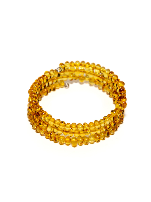 Браслет из цельного янтаря на гибкой проволоке. Калининградский натуральный янтарь