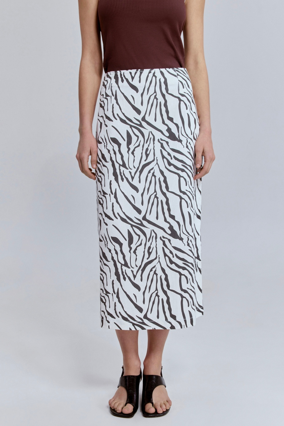 Юбка из легкого денима с анималистичным принтом зебра