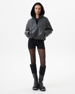 HOODED V-LEATHER JACKET