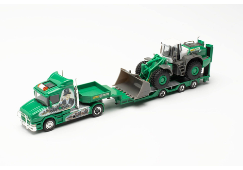 Грузовик Scania Hauber Goldhofer пп универсал с фронтальным погрузчиком Liebherr «Funke Visbek»