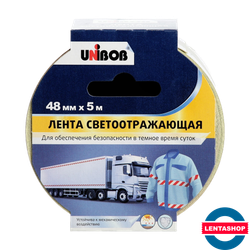 Лента светоотражающая самоклеящаяся красно-белая Unibob 48 мм х 5 м
