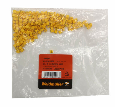Маркер кабельный сеч.2,5-5мм Weidmuller CLI C 1-3 GE/SW 6 MP 0252611520 РА 1/3 "6" (200шт.)