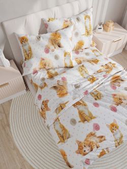 Наволочка комплект 2шт Сказка "Котята" 50х70 см, перкаль