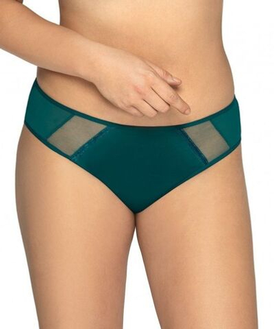Трусики-слип из эластичного трикотажного полотна с вставками из сетки (Размер: XL) (Цвет: изумрудный)