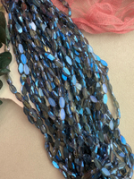 Стеклянные бусины овал, 6*10 мм, нить 50 см, синий электрик