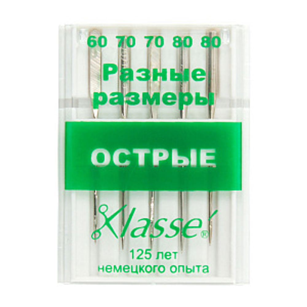 Иглы для бытовых швейных машин микротекс (с острым кончиком) № 60, 70, 80