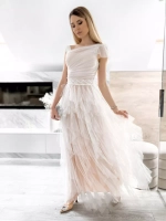 красивое белое макси платье из тюля + plus size