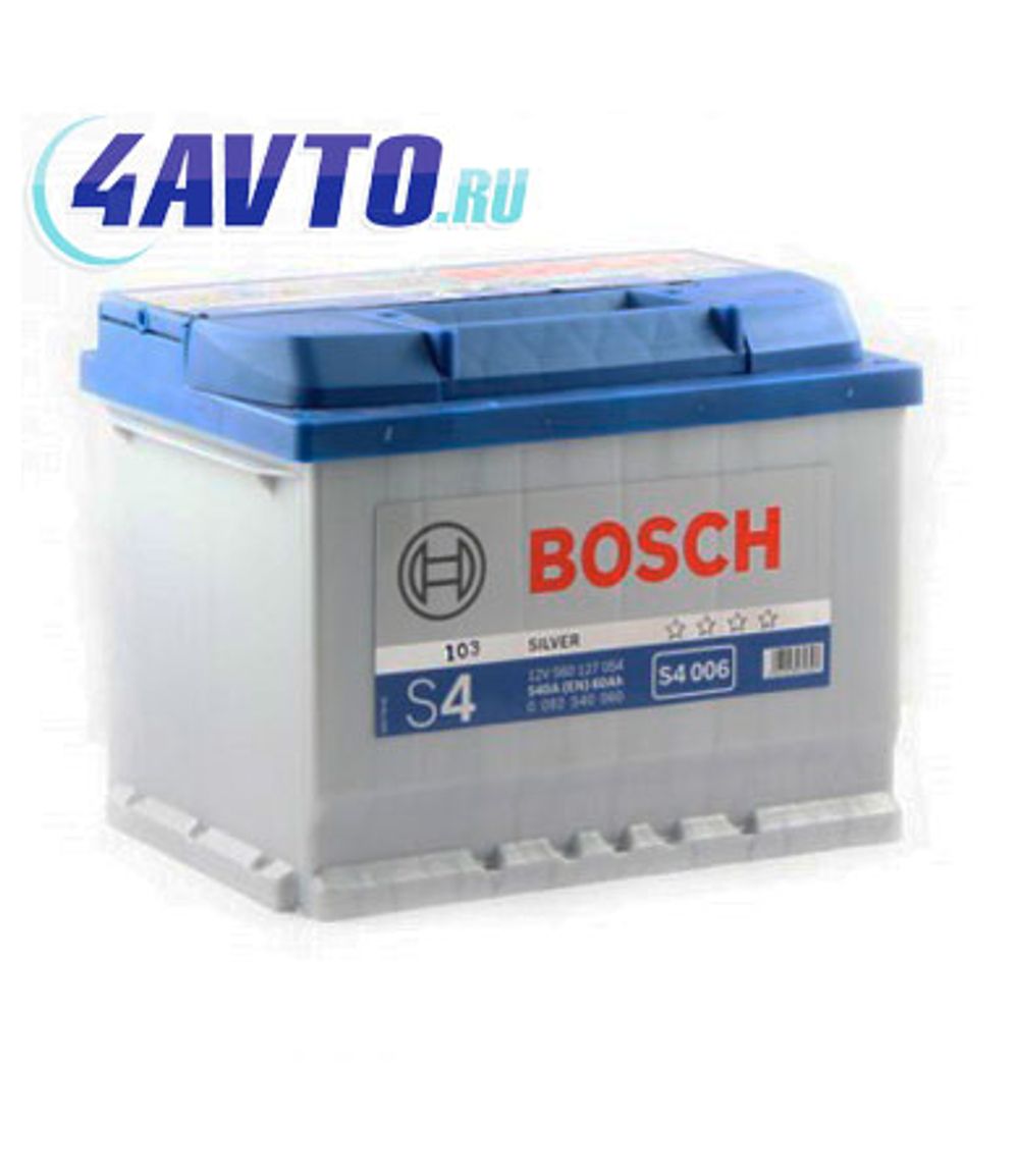 Аккумулятор 6СТ-60 А.ч., п.п., L+, BOSCH S4 60 (S40 060) (560 127)