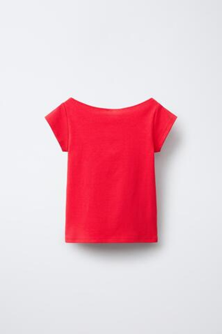 ZARA ФУТБОЛКА С ПРИНТОМ, КРАСНЫЙ