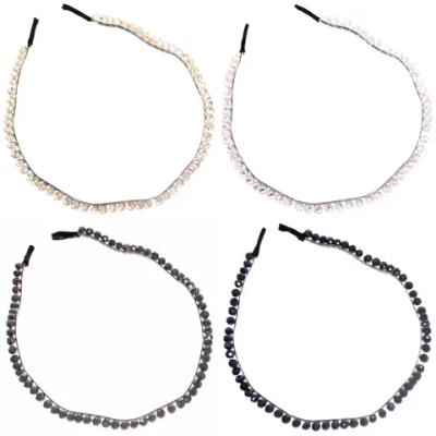 Ободок для волос «КОЛЛИНА», волна бусинки, микс 4 цвета, 0,3см (блистер Кокетка в минивложении)