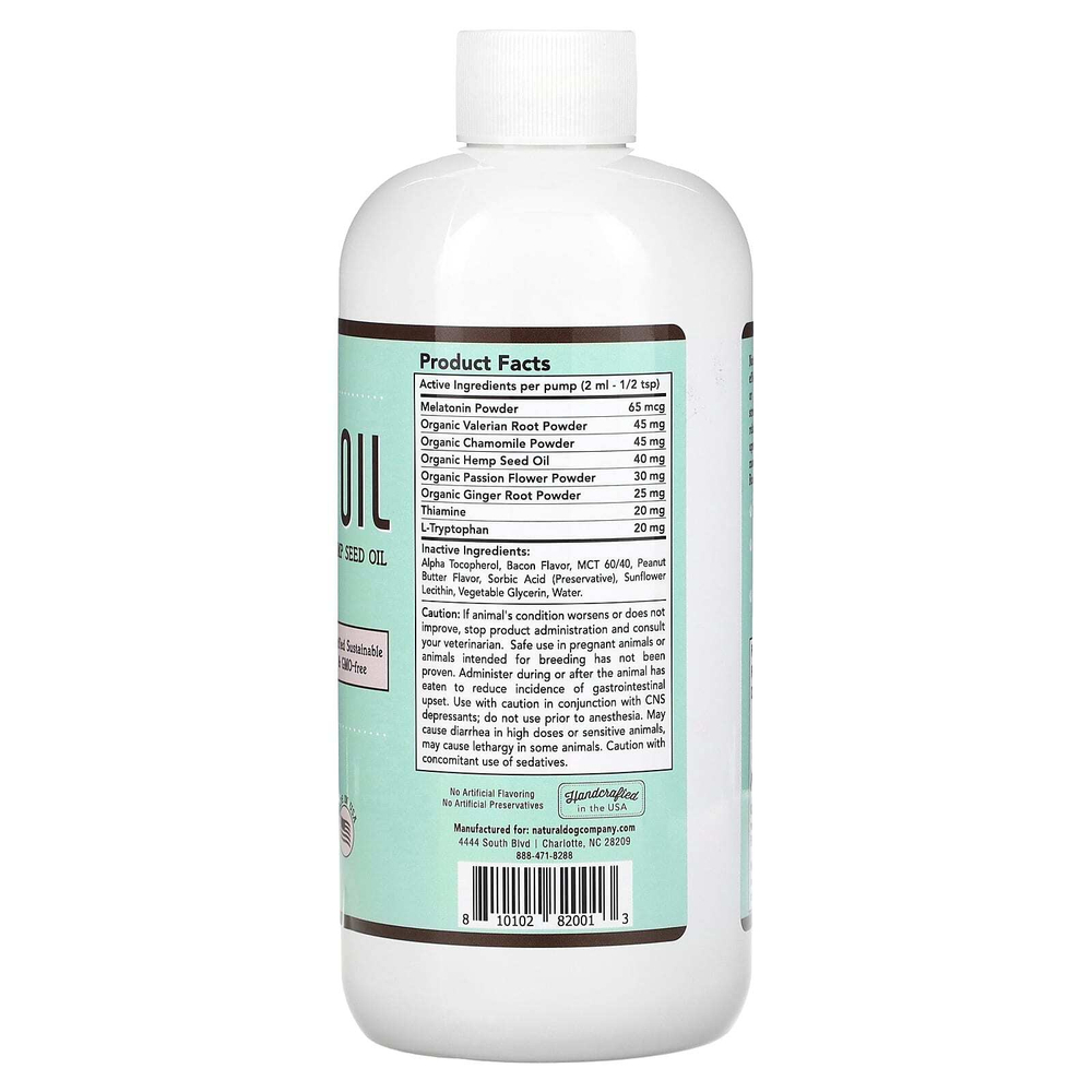 Natural Dog Company, Успокаивающее масло, для собак, для всех возрастов, арахисовое масло и бекон, 473 мл (16 жидк. унц.)