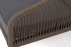 "Канны" диван 3-местный плетеный из роупа, каркас алюминий белый муар, роуп коричневый круглый, ткань темно-серая 027