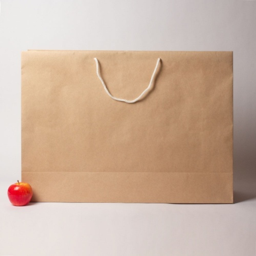 Пакет 70x50x20, коричневый (белый внутри), плотный крафт