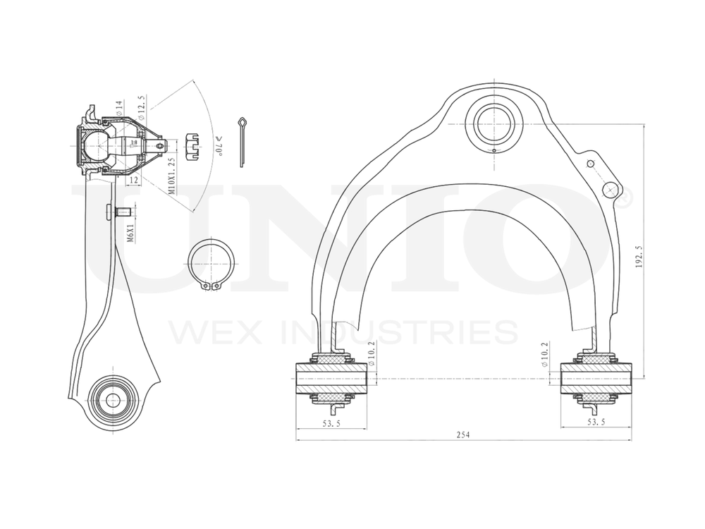 Рычаг подвески поперечный передний верхний правый UNIO SSP-40076
