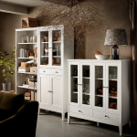 Шкаф со стеклянными дверцами - IDANÄS/IDANАS  IKEA/ ИДАНАС ИКЕА, 81x39x211 см, белый
