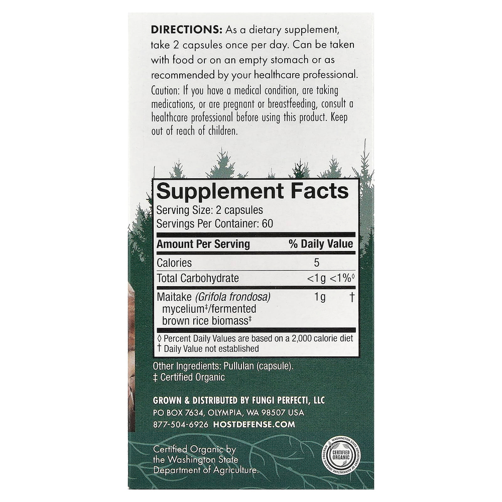 Host Defense, Mushrooms™, гриб-баран, 120 капсул (0,5 г в 1 капсуле)