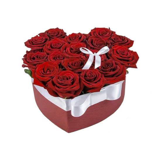 Коробка-сердечко из 17 роз
