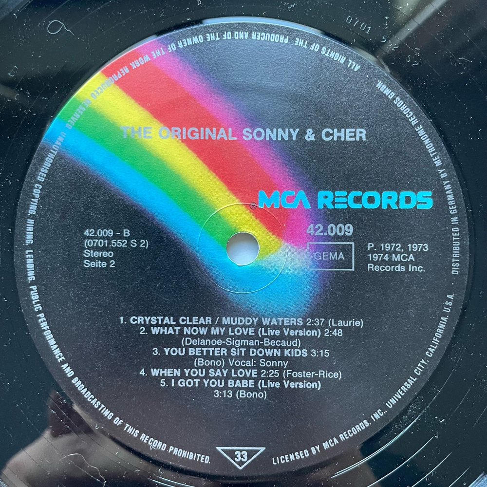 Винтажная виниловая пластинка LP Sonny and Cher (Германия 1977) I Got You Babe