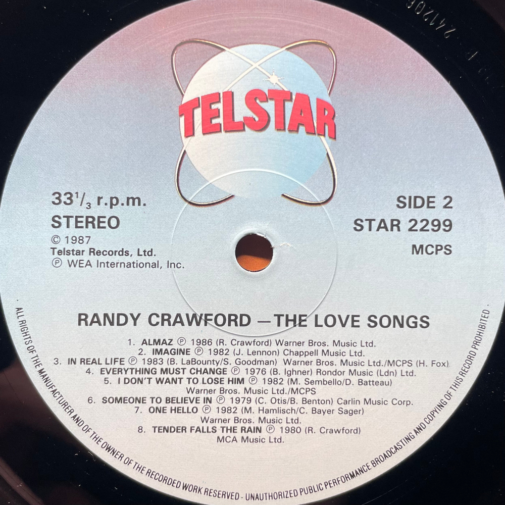 Randy Crawford ‎– The Love Songs (Англия 1987г.)