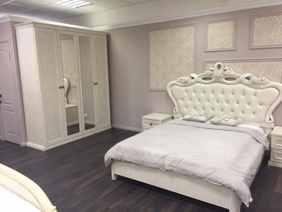 Кровать АФИНА  с мягким изголовьем корень крем