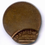 1 цент образца 1959 года. США. Брак - смещение. Медно-цинковый сплав XF